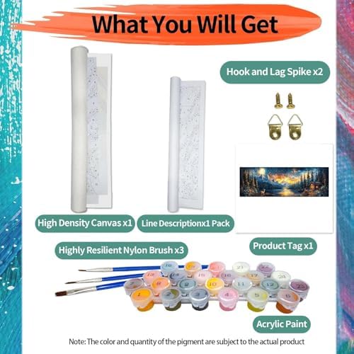 YALKIN Paint by Numbers Kit for Adults, Landscape Large Adults'paint-by-Number Kits on Canvas, DIY Acrylic Oil Painting by Numbers Kits, Perfect for Home Decor, Gifts 30x90CM /11.8x35.4in