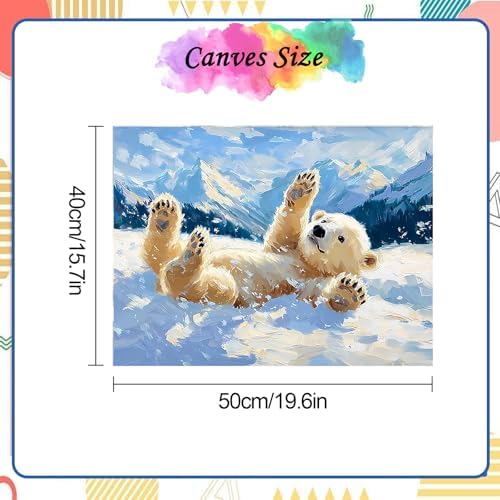 Jiqinsiye Polar Bear Paint by Numbers Kits for Adults,Animal DIY Painting Kit on Canvas, Color by Numbers,Large Adult Paint by Number for Wall Decor and Gifts