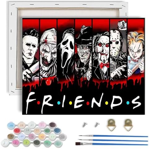 Horror Paint by Numbers Kit for Adults Beginner with Framed 10x12 Inch