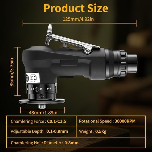 Pneumatic Chamfer Tool, 30000 RPM Air Chamfer Tool with 12C & 8R Blades