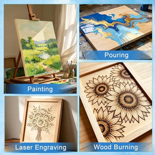 ESRICH 12x16 Inch Wood Panels for Painting, 2 Pack Craft Wood Canvas Boards, Blank Unfinished Wooden Art Board for DIY Art Creations Such as Painting, Acrylic Pouring, Resin, Burning, Collage, etc.