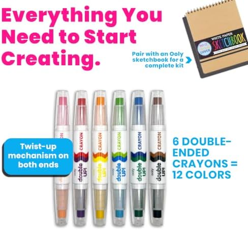 OOLY Double Up Double-Ended Twist-Up Crayons, Set of 6, 12 Colors