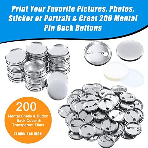 Hicarer 600 Pcs Button Maker Supplies Metal Pin Badge Parts Kit,1.46 Inches