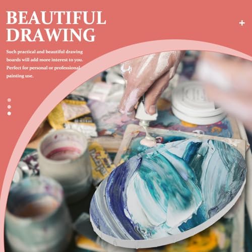 Oval Paint Canvases Panel: 7.9x11.8 Inch Wood Art Board with Stretched Blank Canvas for Acrylic, Oil, Tempera Painting, White