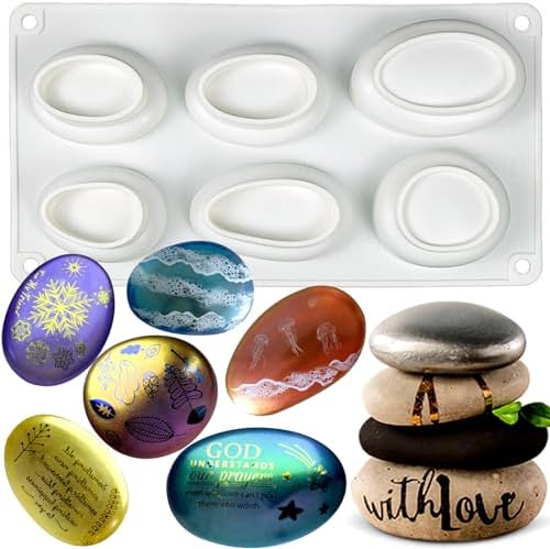 Pebbles Molds, 3D Pebbles Stone Silicone Mold 6 Cavitiy | Rock Molds for Making Soap, Baking French Dessert Mousse Cake or Candle Plaster Concrete Art Paint Rocks Gift