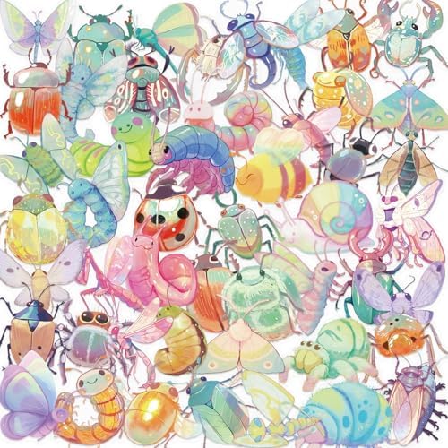 50Pcs Candy Color Insect PET Stickers