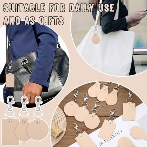 Landical 20 Pcs Leather Keychain Blank Kit with Swivel Hooks,Mixed