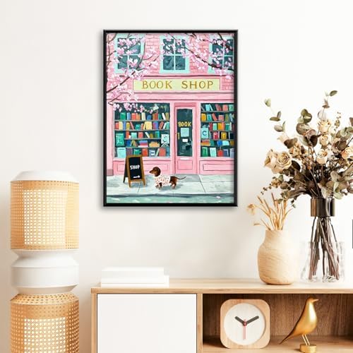 Book Shop Diamond Art Kits for Adults Beginners 12x16 in, DIY Craft Gift