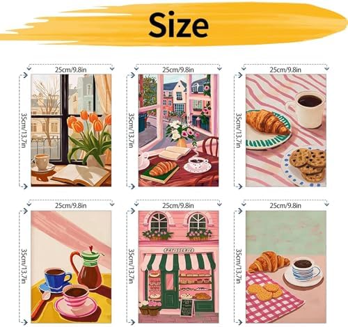 YALKIN 6 Packs Paint by Number Kits for Adults Beginners, DIY Acrylic Painting by Number Kits on Canvas Without Frame, Adults Paint by Number for Home Wall Decor Gifts 25x35CM/9.8x13.8IN
