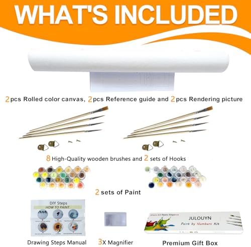 JULOUYN 2 Pack Paint by Numbers Kit for Adults Beginner, Girl Seagull Seascape DIY Canvas Art Kit for Relaxation 16x20 in