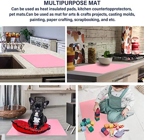 Gartful 23.6 x15.7 inch Resin Silicone Mats, X-Large Silicone Sheets for Jewelry Casting Molds, Nail Art, Acrylic Pouring, Nonstick Table Protector, Multipurpose Mat, Pink, Set of 2