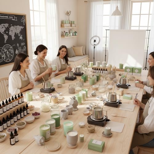 12Pcs Assorted Green Candle Jars for Making Candles, 10oz Empty Jars with Bamboo Lids and Labels, Glass Candle Jars for Candle Making Supplies, Candle Containers for DIY Gifts
