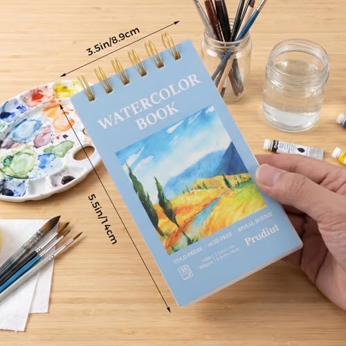 2 Pack Watercolor Paper Pads, 3.5 x 5.5 in, 35 Sheets, 140 Lb Cold Press