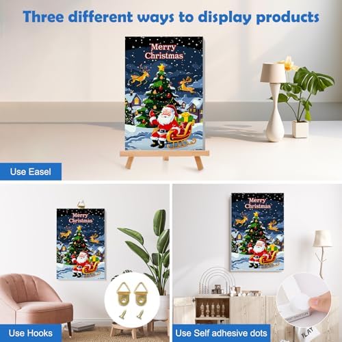 MOGTAA Christmas Paint by Numbers Kit for Adults Beginners with Frame, Santa Claus Adult Paint by Number Kits on Canvas with Easel, Easy DIY Winter Oil Painting Kits for Home Decor, 8x12in