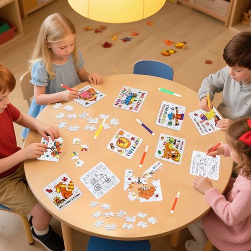 Thanksgiving Fall Crafts for Boys, Girls & Adults, Thanksgiving Arts and Crafts Kit DIY Puzzle with Pumpkin Leaf Turkey Owl, Fall Classroom Activities for Halloween Party Favors & Gift Supplies Bulk