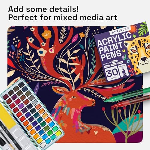 ARTISTRO 30 Fabric Markers for Clothes and Textiles - Acrylic Paint Pens