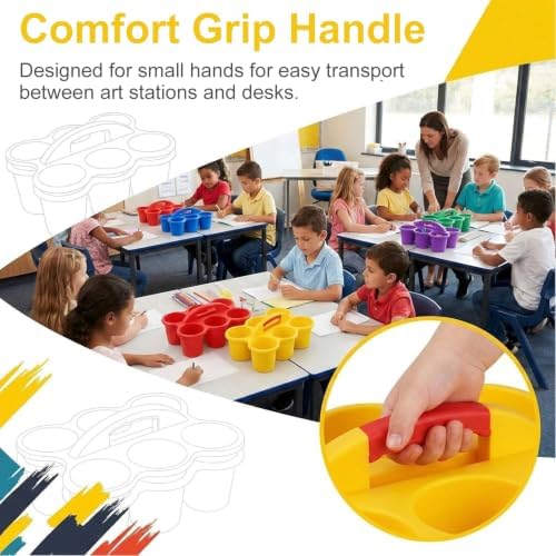6-Pack Classroom Caddy Organizer with Handle, Vibrant Multicolor