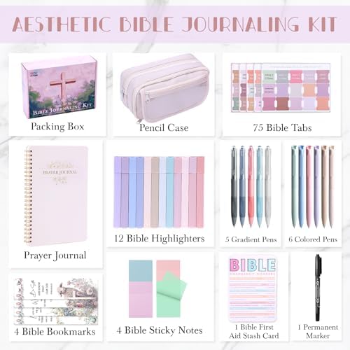 XKDOUS 40 Bible Study Kit, Journaling Supplies for Women with Case, Beige
