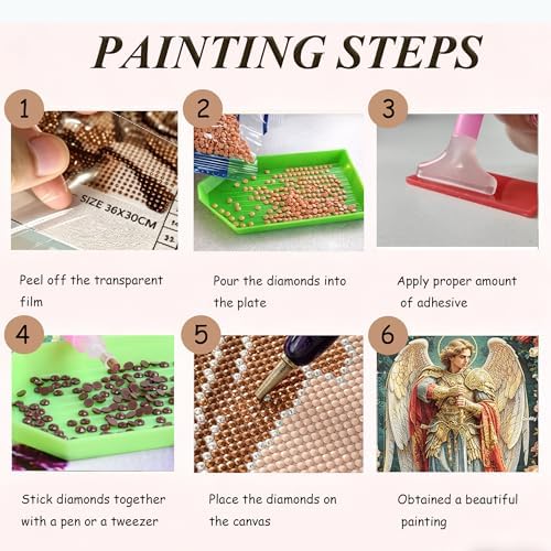 EOPLK Archangel Michael with Dragon Diamond Painting Kits for Adults, Religious Diamond Art Kit for Beginners, 5D DIY Full Drill Round Gem Painting by Numbers for Home Wall Decor Gift, 12x16 inch
