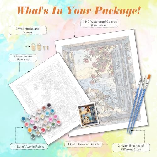 Kalonyth Window View Paint by Numbers Kit for Adults, 16x20 inch, No Framed