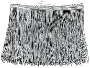 10 Yards of 4" Long Chainette Fringe Thread Yarn Tassel Trim Braid Fringe for Crafts Sewing and Decor- Grey