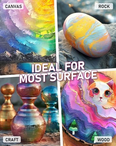 Nicpro Iridescent Black Acrylic Paint, 8.45oz Large Black Metallic Paint | Color Shifting Glitter Craft Paint, Non-Toxic Art Painting Supplies, for Canvas Rocks Wood Glass Ceramic Fabric