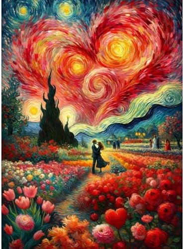 koemhxb Paint by Numbers Kit for Adults Beginners, Romantic Garden Scene, Adult Paint by Numbers on Canvas, DIY Acrylic Painting Crafts for Home Decor (16x20inch)