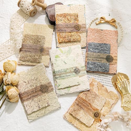 168Pcs Textured Scrapbook Paper Kit Embossed Rice Paper for Junk Journaling