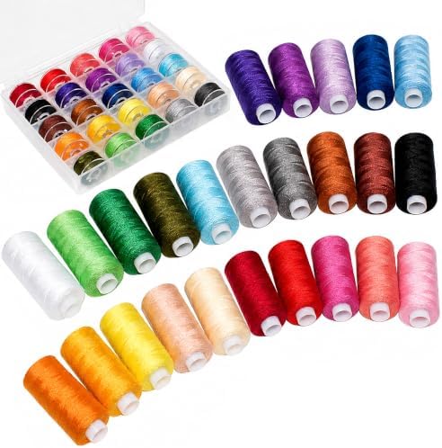 Sewing Machine Hand Thread Kit, 25 Bobbins + 25 Thread Spools