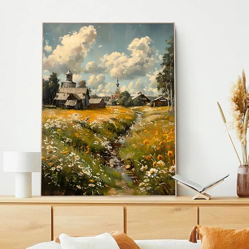 xcemhil Landscape Paint by Numbers Kit for Adults Beginner, Landscape Paint by Numbers for Adult, Acrylic Paint by Number Kits Suitable for Home Wall Art Decor Gifts - 16x20 Inch