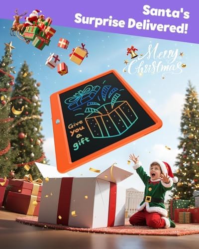 TEKFUN 12" LCD Writing Tablet for Kids Ages 5–8, Fun Drawing Board that Keeps Kids Busy Anywhere, Screen-Free Doodle Pad for Travel, Play & Everyday Use, Easy Gift Idea for Kids (Orange)