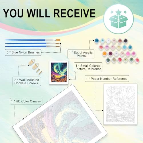 Paint by Numbers Kit for Adults, Aurora DIY Painting Kit, 16x20 Inch
