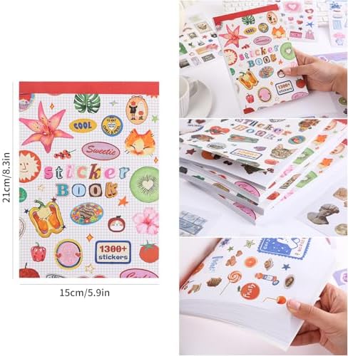 Girl's Korean Sticker Book, Food and Daily Life Theme - 1300+ Cute Dream Style Foodie Stickers, for DIY Scrapbooking Journaling Handbook Decoration Pink