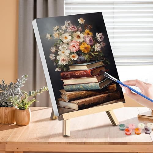 Book Paint by Numbers for Adults with Framed Canvas - with Wooden Easel