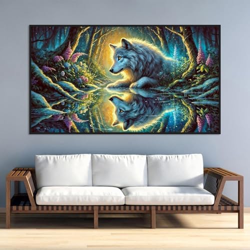 Large Diamond Art Kits for Adults, Big Forest Wolf Diamond Painting Kits