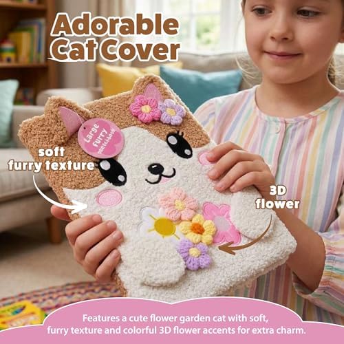 VOTUM Flower Cat Fuzzy Sketch Book: Personalized Artist Sketchbook with 3D Flowers: Sketching, Drawing and Creative Doodling. Notebook and Sketchbook to Draw and Journal (Flower Garden)