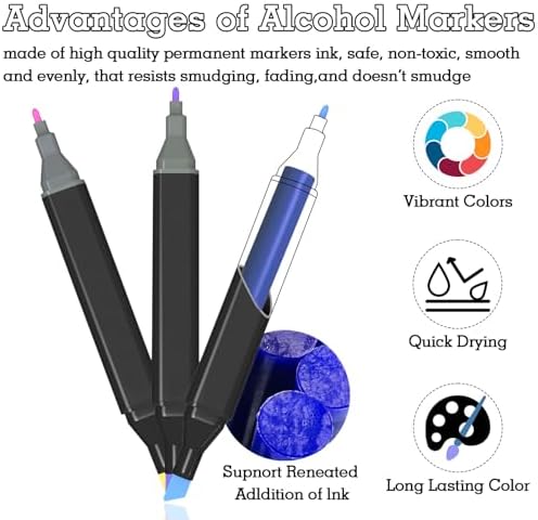 262 Colors Dual Tip Alcohol Markers, Dual Tips Art Markers, Permanent Sketch Marker Set for Adults Coloring, Painting, Sketching, Illustrations