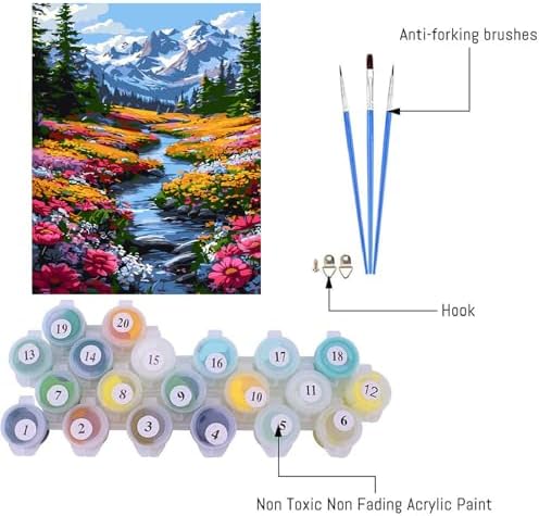 AIBOERL Paint by Numbers Kit for Adults Beginner,Snowy Mountain, 12X16In