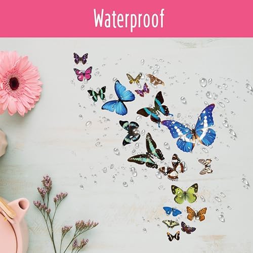400+ PCS Realistic Butterfly Stickers, Self-Adhesive PVC Vintage Butterfly Stickers for Scrapbook, Laptop, Journal, DIY Project, Window, Envelope Spring Themed Party Decors