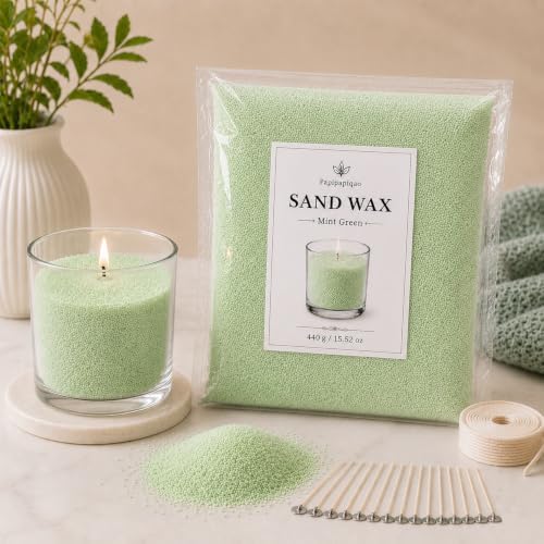Sand Wax for Candle Making, 440g Refillable Candle Wax Sand, Mint Green