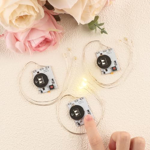 BAOFALI 3PCS Creative Easy Halo Lights & Easy Lights for DIY Light-Up Christmas Cards Making Scrapbook Decoration ; Self-Adhesive Light-Up Units with Warm White LEDs (Without Battery)