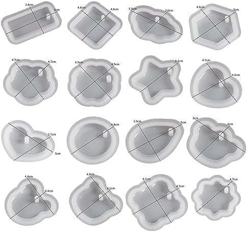 16-Piece Jewelry Mold Set - Oval Pendant, Resin & Clay, 3D & Silicone Molds for Resin Casting & Candle Making