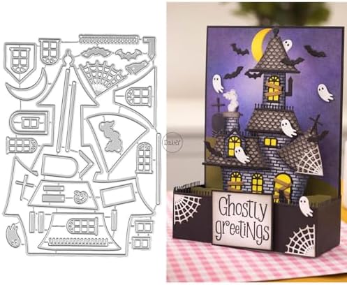 Halloween Patchwork House Spider Web Metal Cutting Dies for Card Making