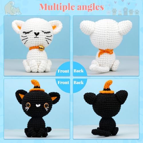 Pnytty 2Pcs Cat Crochet Starters Kits for Adult, Crochet Kit for Beginners