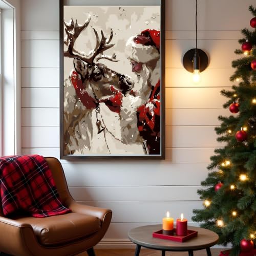 4 Pack Christmas Paint by Numbers for Adults with Framed Easel 8x12 inch