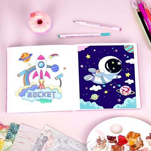 FLYING EAGLE Sketch Book, Square Hardcover Sketchbook for Kids, 10x10, Pink