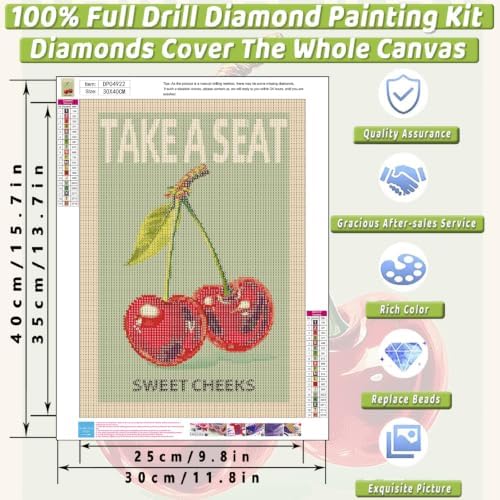 Pink Fruit Diamond Art Kits for Adults Cherry Diamond Painting Kit Beginner