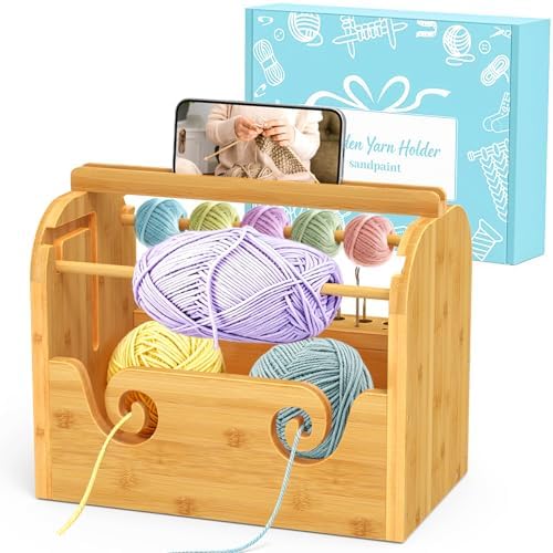 sandpaint Upgraded Yarn Holder for Crocheting, Bamboo Crochet Yarn Holder