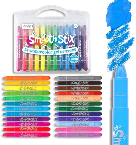Ooly Smooth Stix Watercolor Gel Crayons, Set of 24