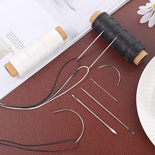 110Yards Waxed Thread with 7 Pcs Leather Needles for Hand Sewing